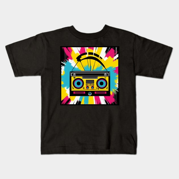 80s Music Vintage Retro Boombox Kids T-Shirt by musicgeniusart